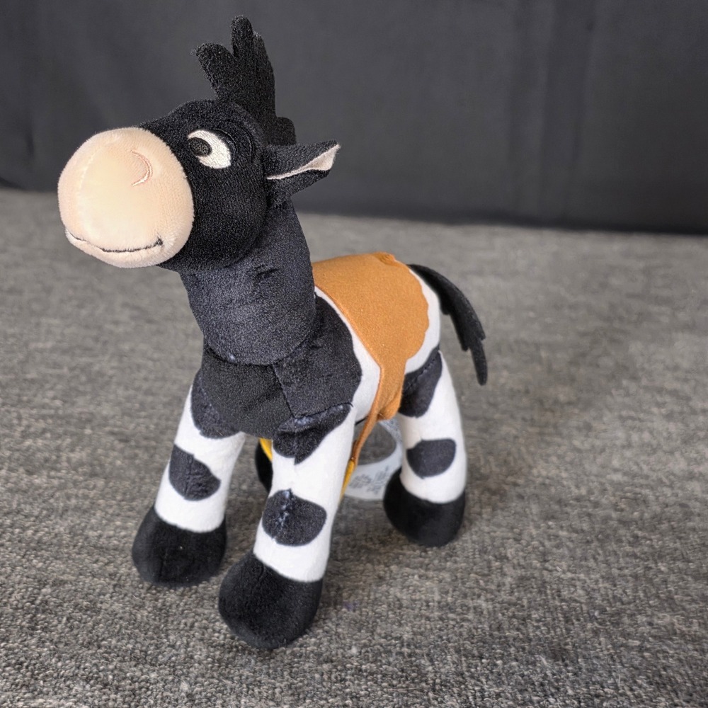 Disney Parks Toy Story Bullseye Race Horse Plush Black White Cow Print 9 inch